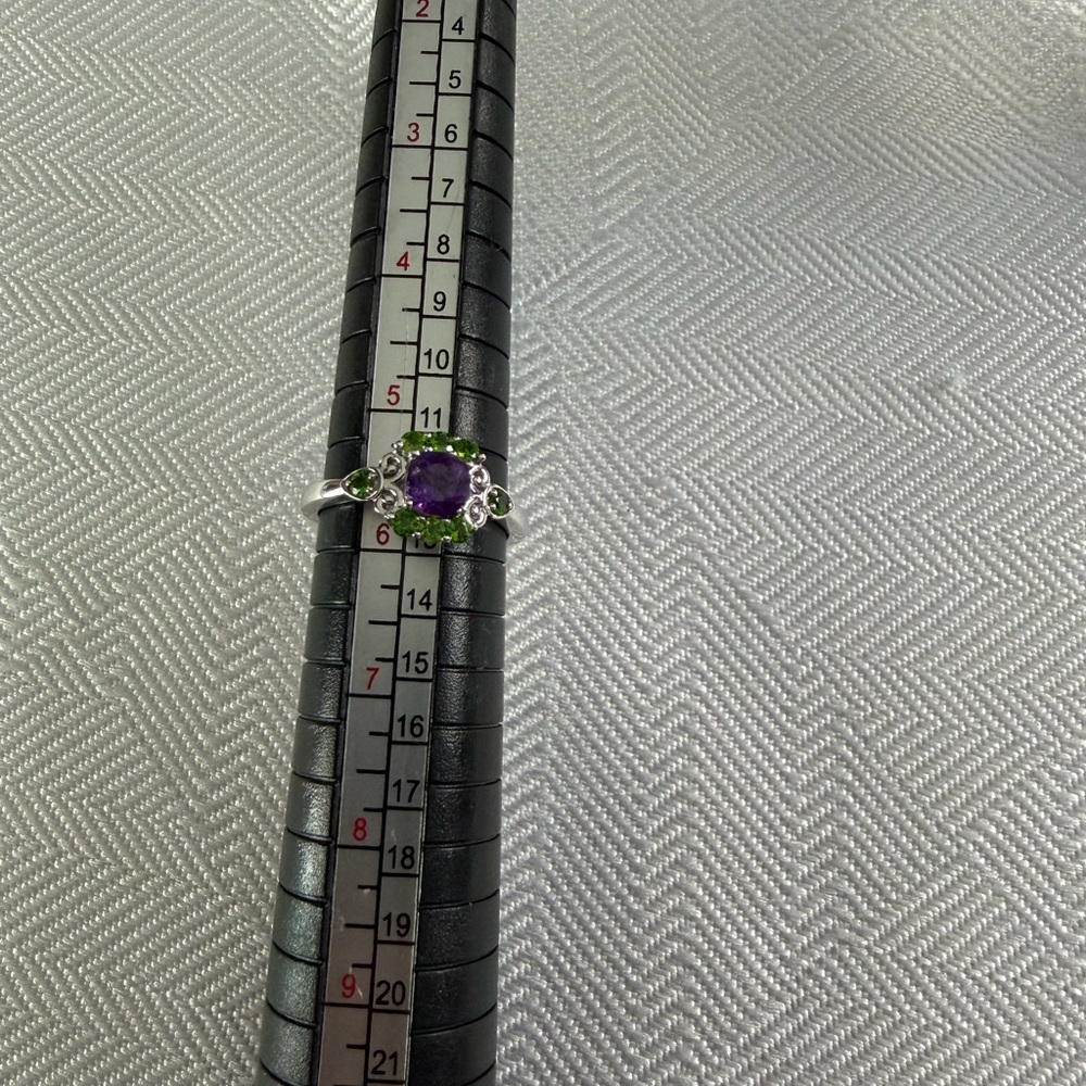 Elegant Purple amethyst and Green chrome diopside Ring